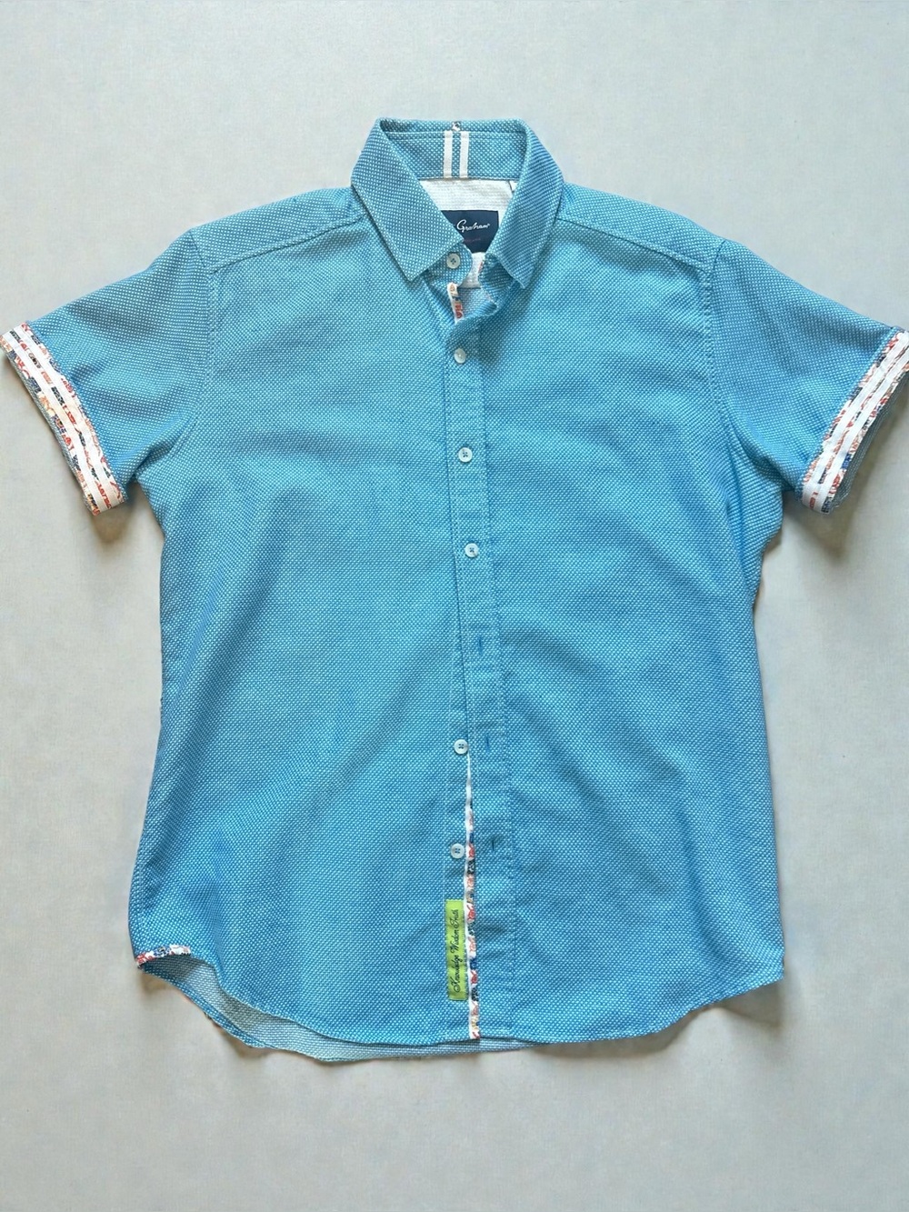 Robert Graham Ocean Blue Short-Sleeve Button-Down Shirt